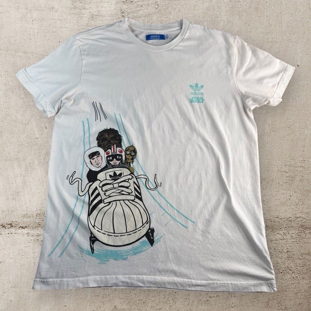 Adidas Originals x Star Wars Graphic Shirt XXL White Limited Edition RARE Y2K